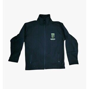 Monster Energy Jacket Mens XL Black Softshell Full Zip Fleece Lined